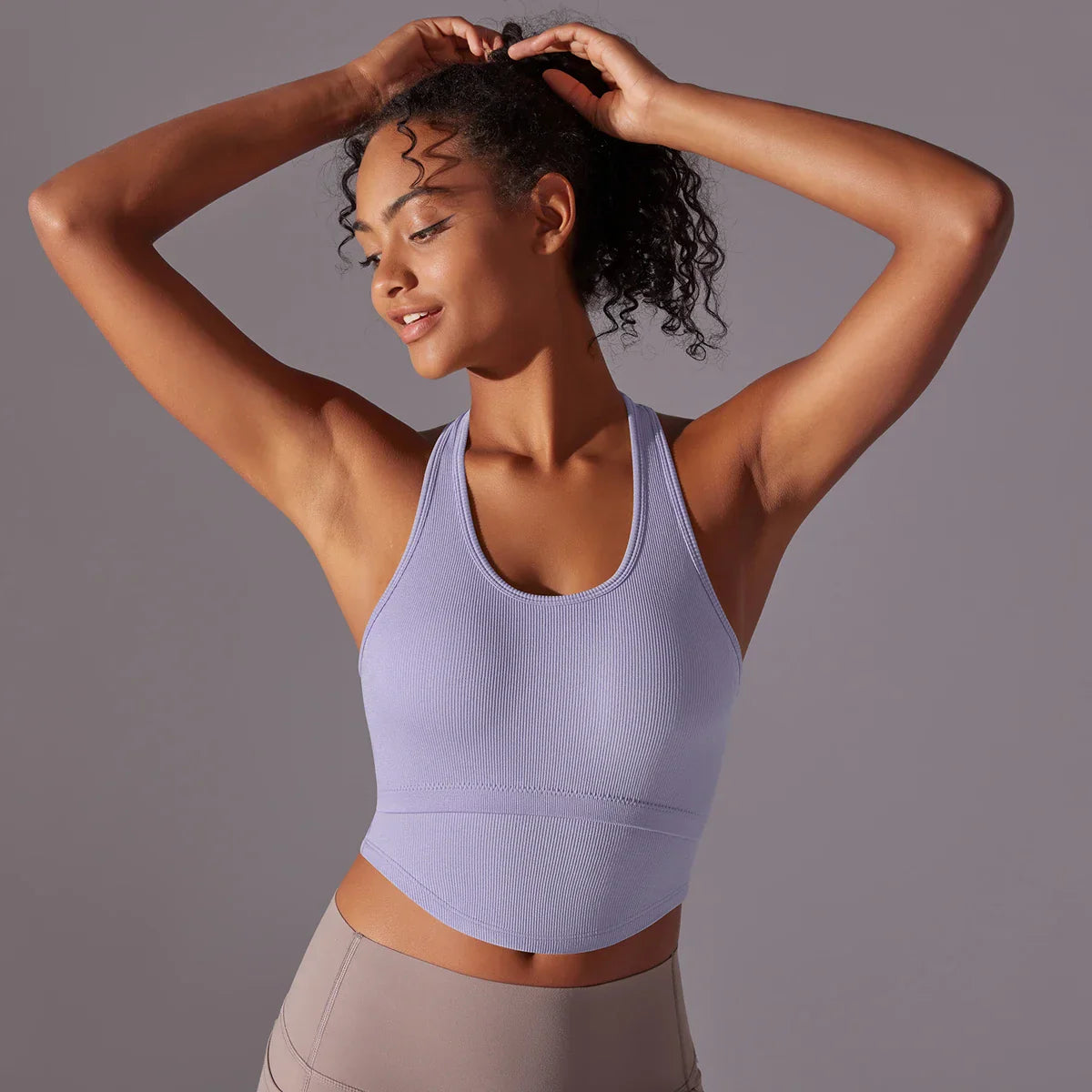 SEAMLESS CUT OUT TANK TOP - PURPLE