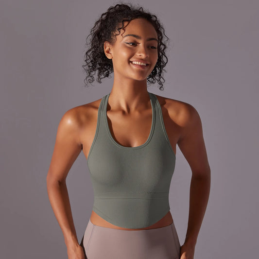 SEAMLESS CUT OUT TANK TOP - GREEN