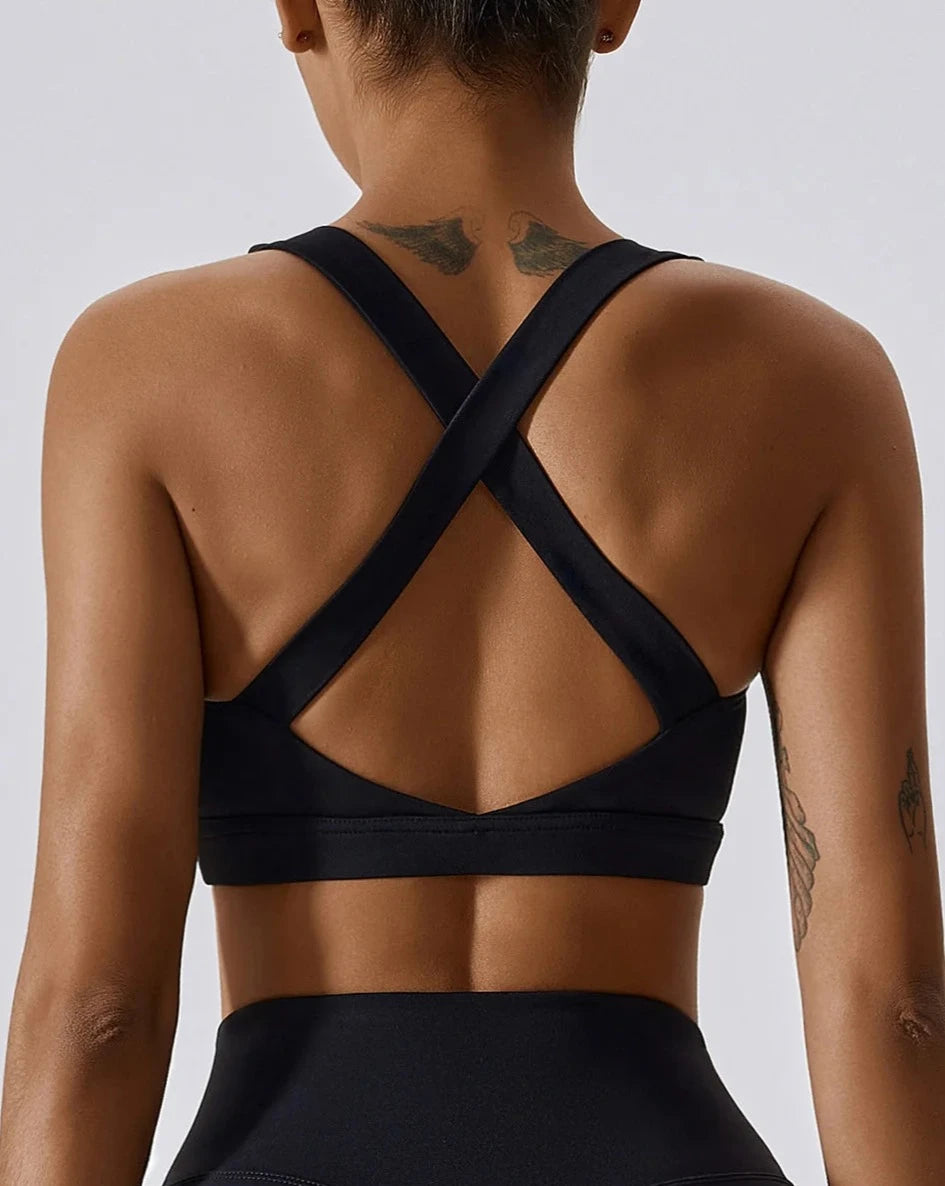 THE IRIS HIGH SUPPORT SPORTS BRA - BLACK