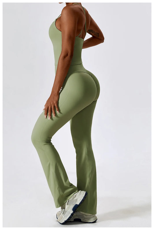 CAMI AND FLARED SET - GREEN