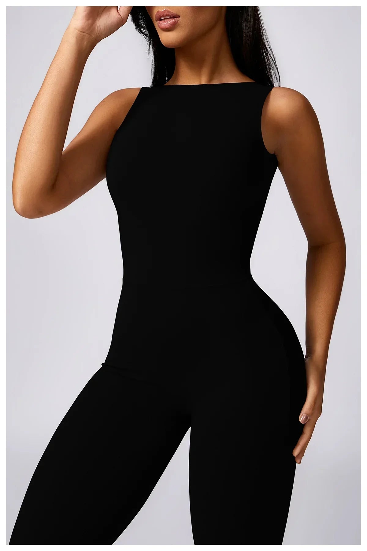 SCRUNCH BUTT BACKLESS JUMPSUIT - BLACK