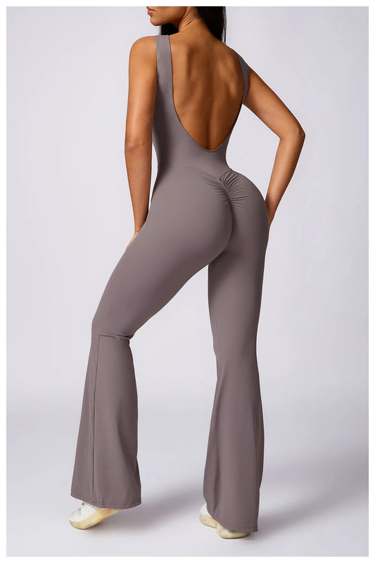 SCRUNCH BUTT BACKLESS JUMPSUIT - NUDE
