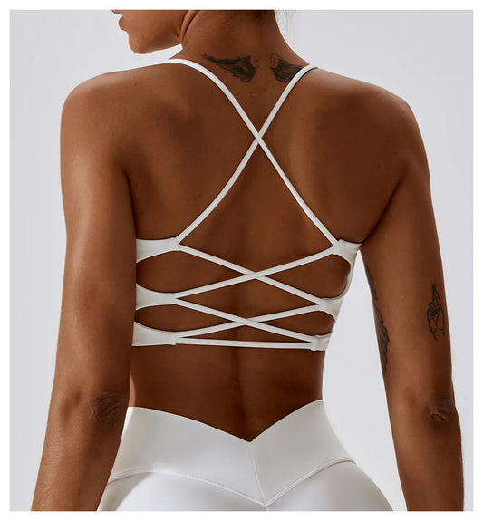 CROSS STRAP BACKLESS TOP - WHITE