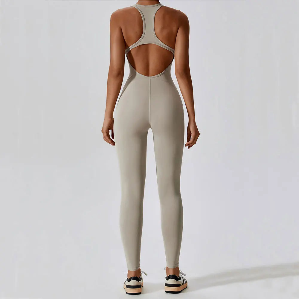 DYNAMIC BACKLESS JUMPSUIT - NUDE