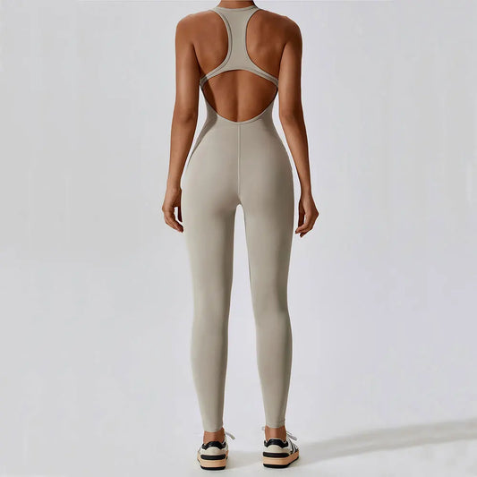 DYNAMIC BACKLESS JUMPSUIT - NUDE