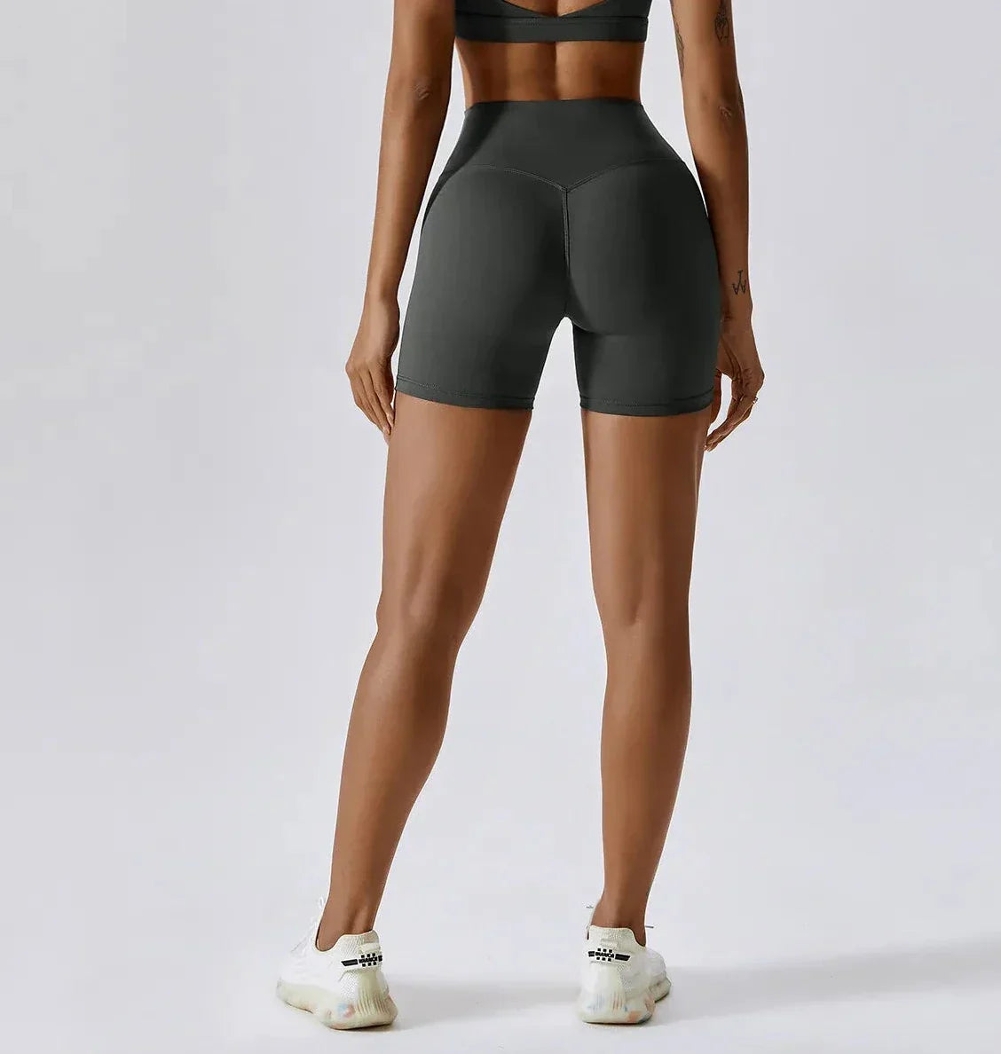 THE IRIS HIGH WAIST SHORTS - GREY