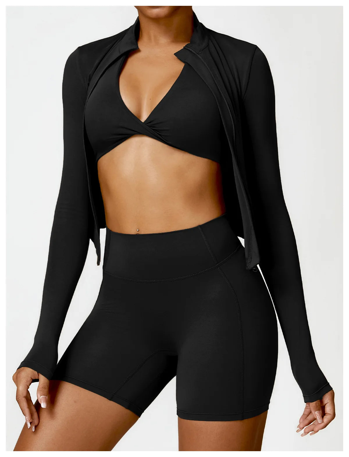 SHAPE ENHANCING LONG SLEEVE JACKET - BLACK